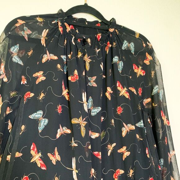 ME+EM Insect Print Sheer Sleeve Maxi Dress 8 Long Sleeve - Picture 4 of 10
